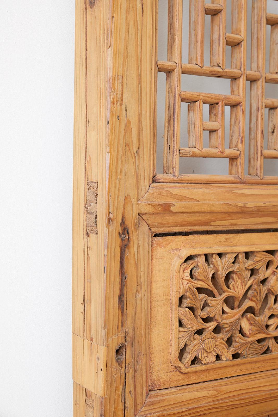 Pair of Chinese Carved Doors with Lattice Windows 3