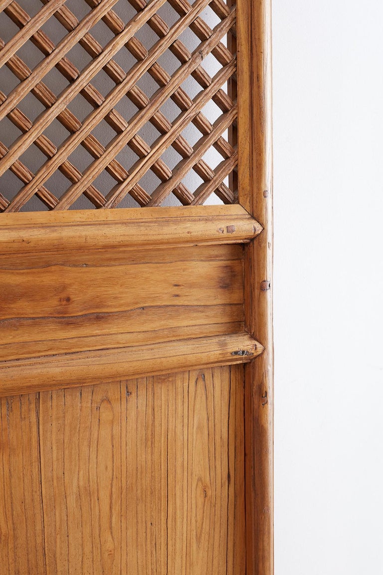 Pair of Chinese Carved Elm Lattice Door Panels at 1stDibs