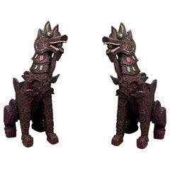 Pair of Chinese Carved Foo Dogs Pair of Chinese Carved Foo Dogs