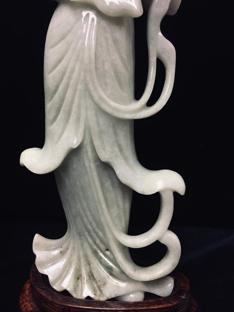 Pair of Chinese Carved Jade Maidens at 1stDibs