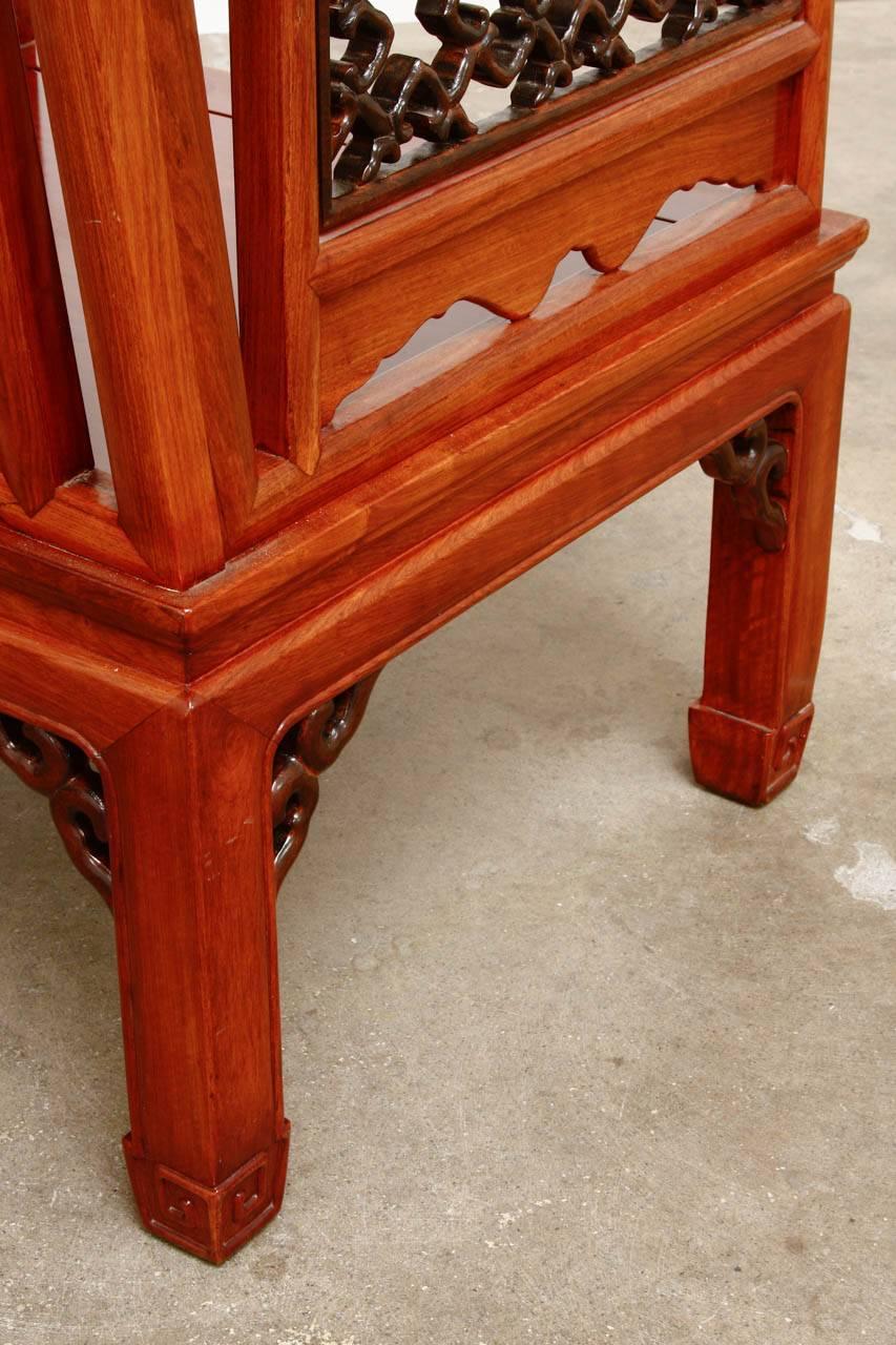 Pair of Chinese Carved Rosewood Lounge Chairs 1