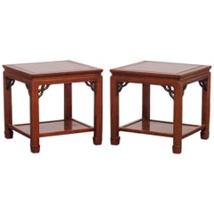 Pair of Chinese Carved Rosewood Side or End Tables