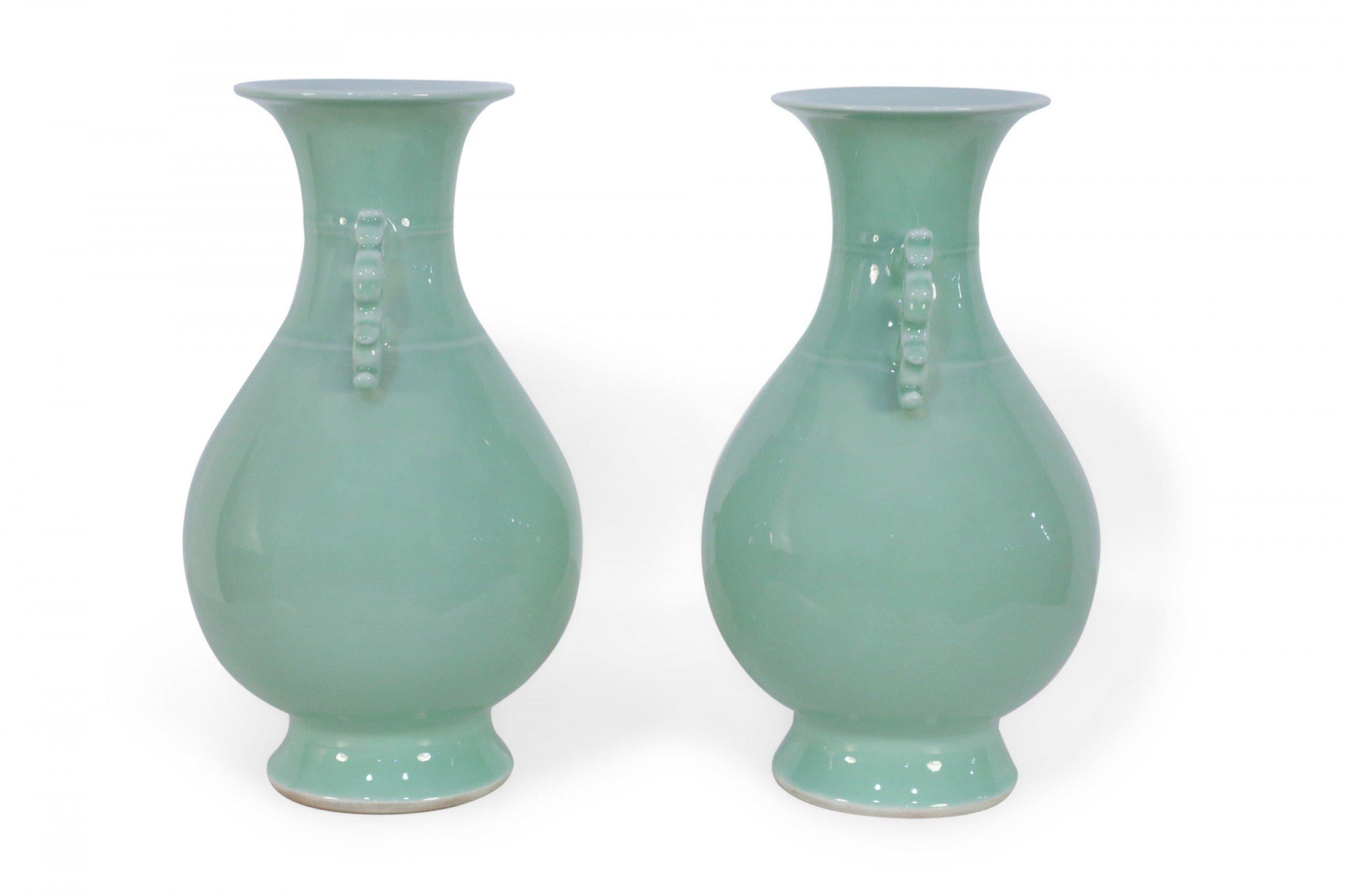 Chinese Export Pair of Chinese Celadon Balluster Vases