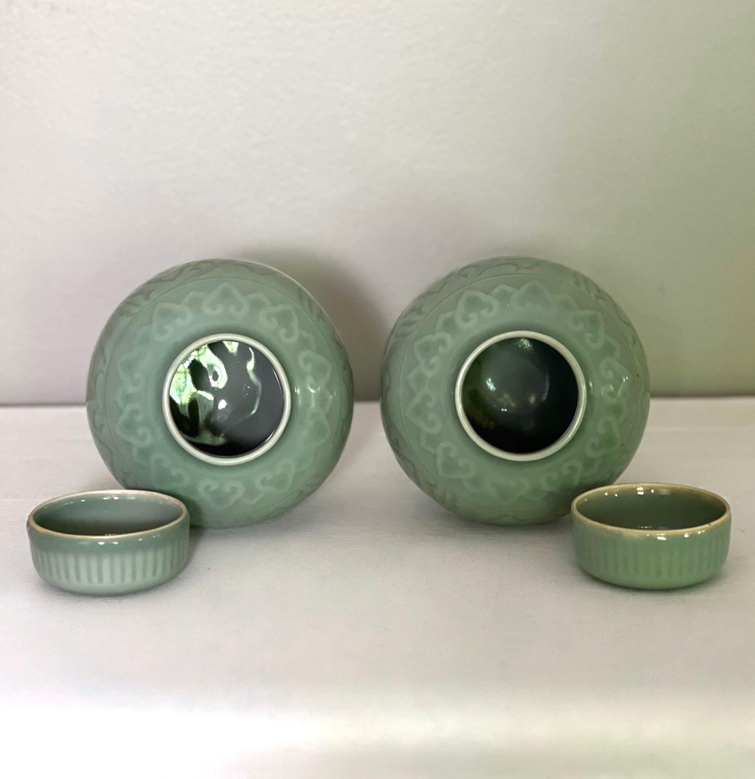 Pair of Chinese Celadon Ginger Jars, 1960s For Sale 5