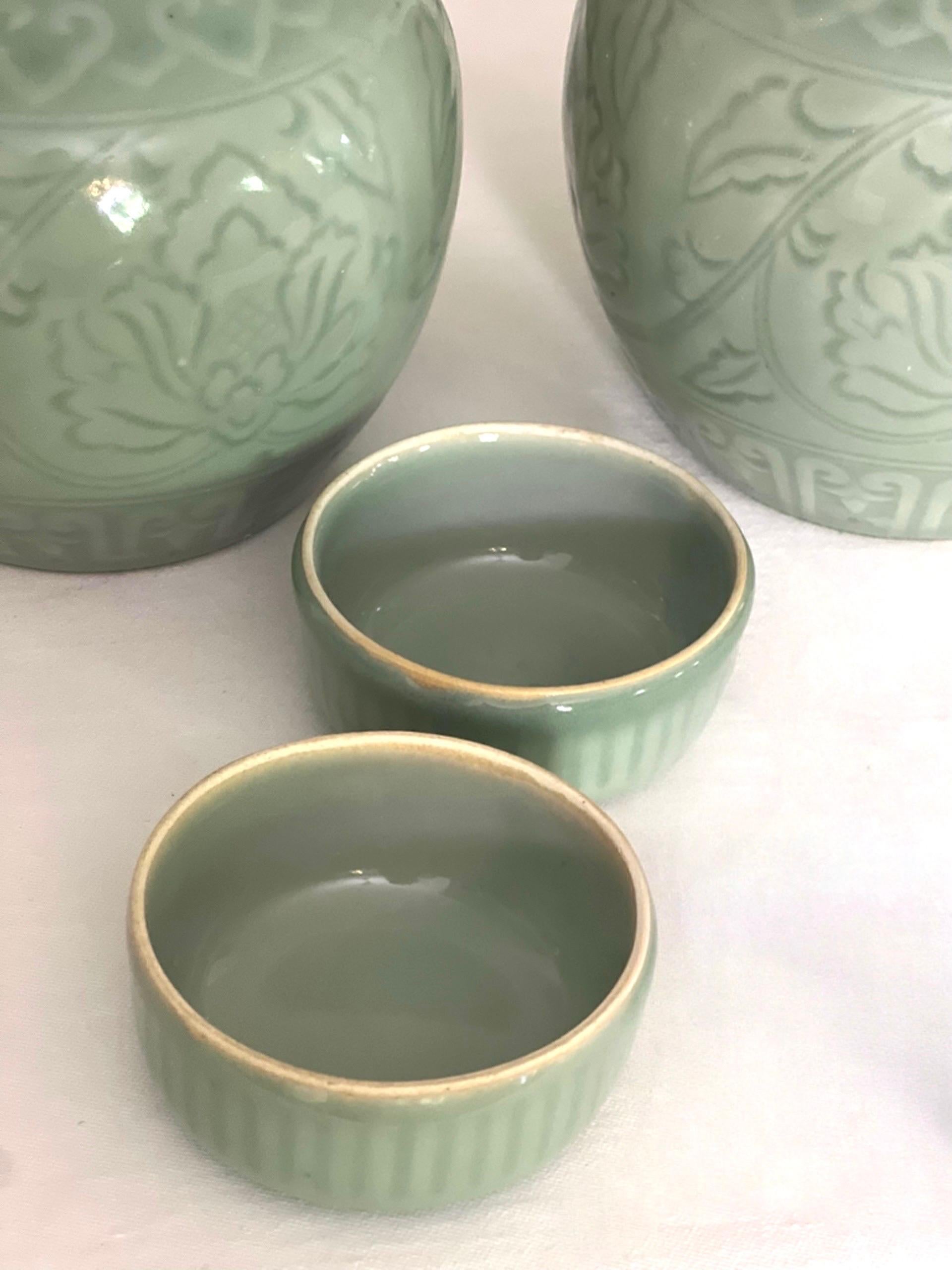 Pair of Chinese Celadon Ginger Jars, 1960s For Sale 6