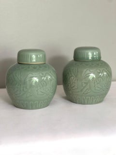Pair of Chinese Celadon Ginger Jars, 1960s