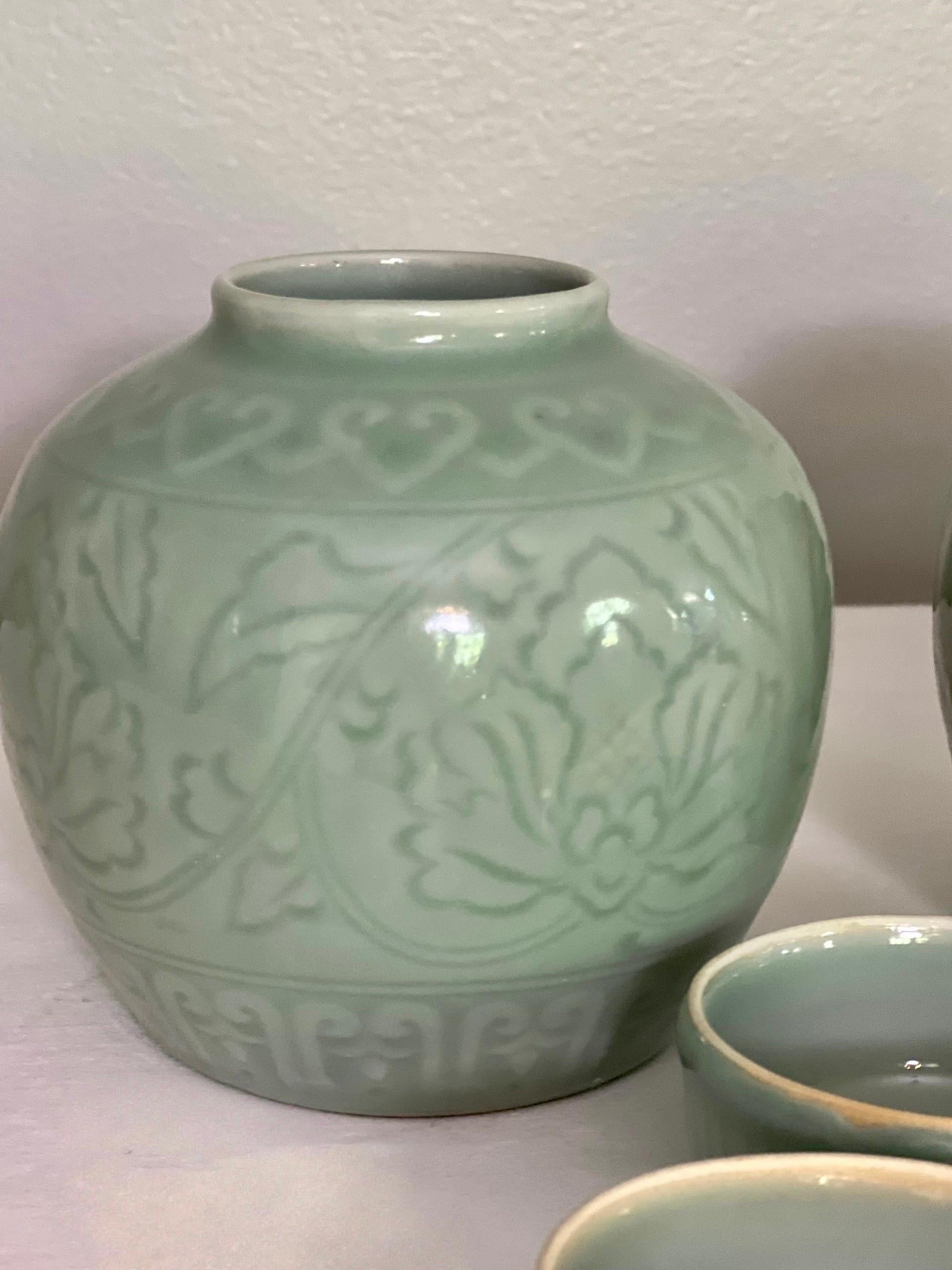Pair of Chinese Celadon Ginger Jars, 1960s For Sale 3
