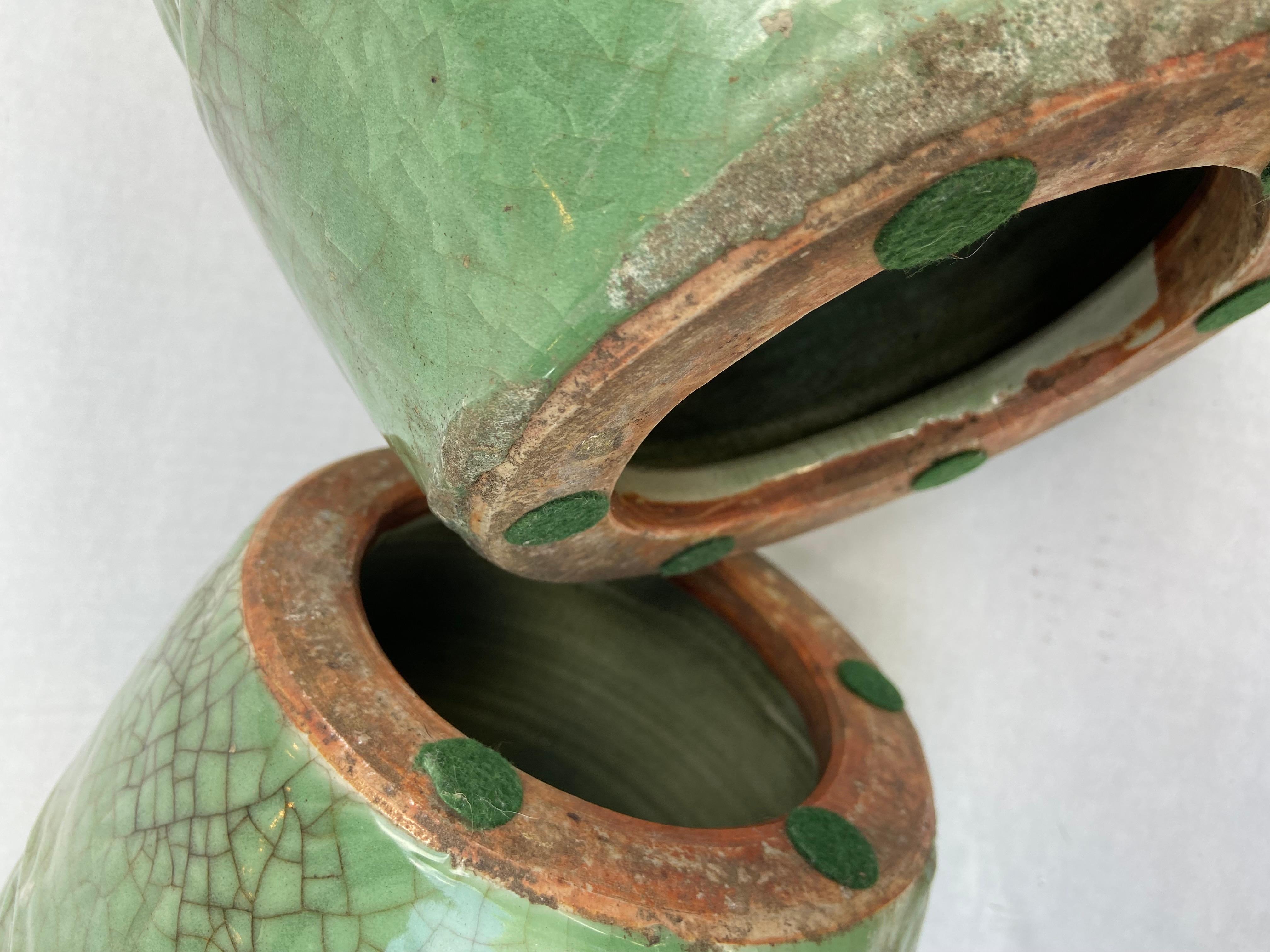 Pair of CHILDREN'S Chinese Celadon Green Ceramic Barrel Form Garden Seats 2