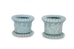 Pair of Chinese Celadon Scalloped Pots