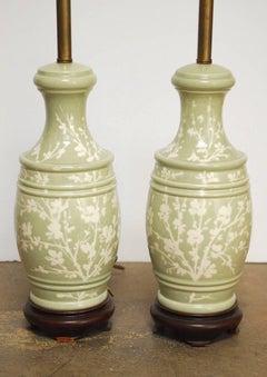 Paar chinesische Vasen-Tischlampen im Celadon-Stil von Marbro