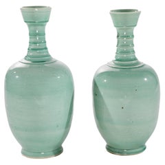 Vintage Pair of Chinese Celadon Vases