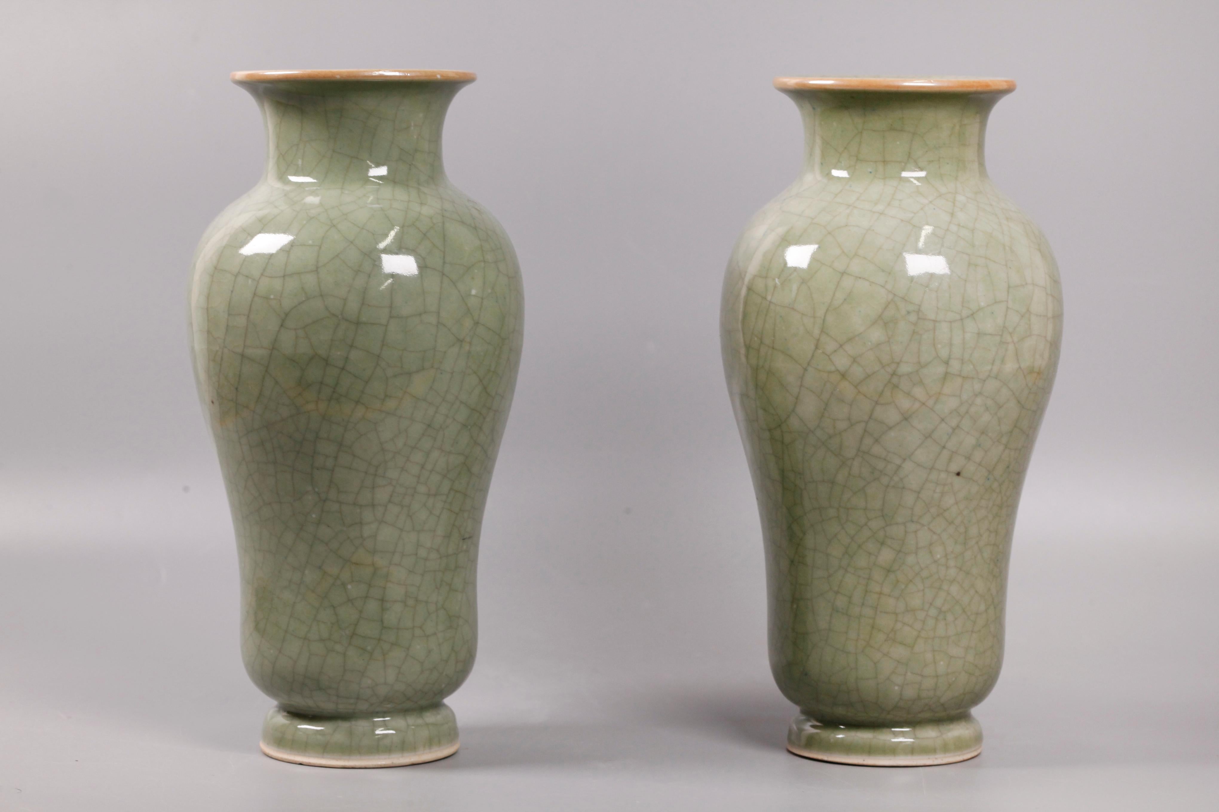 20th Century pair of Chinese celadon vases, Republican period For Sale