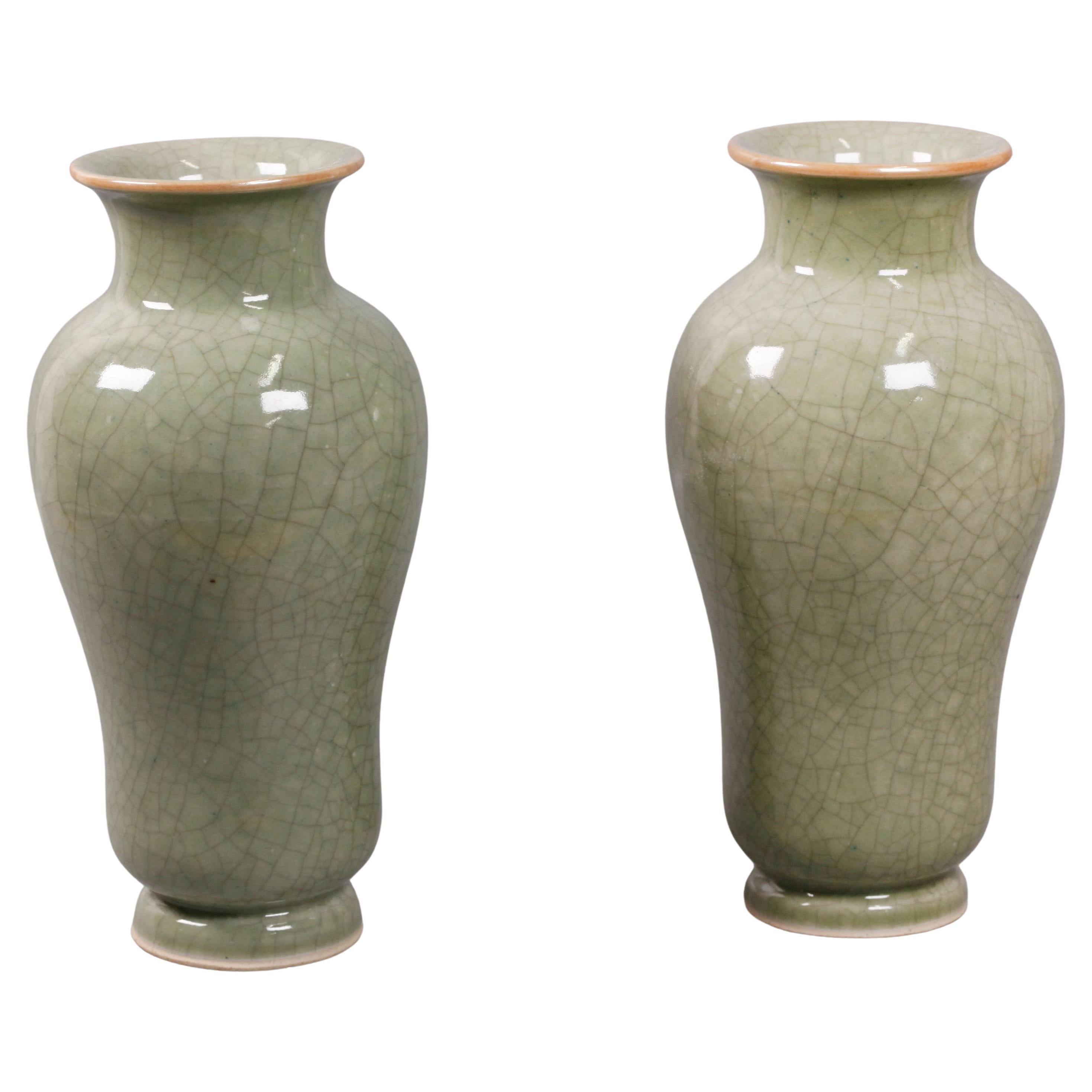 pair of Chinese celadon vases, Republican period For Sale