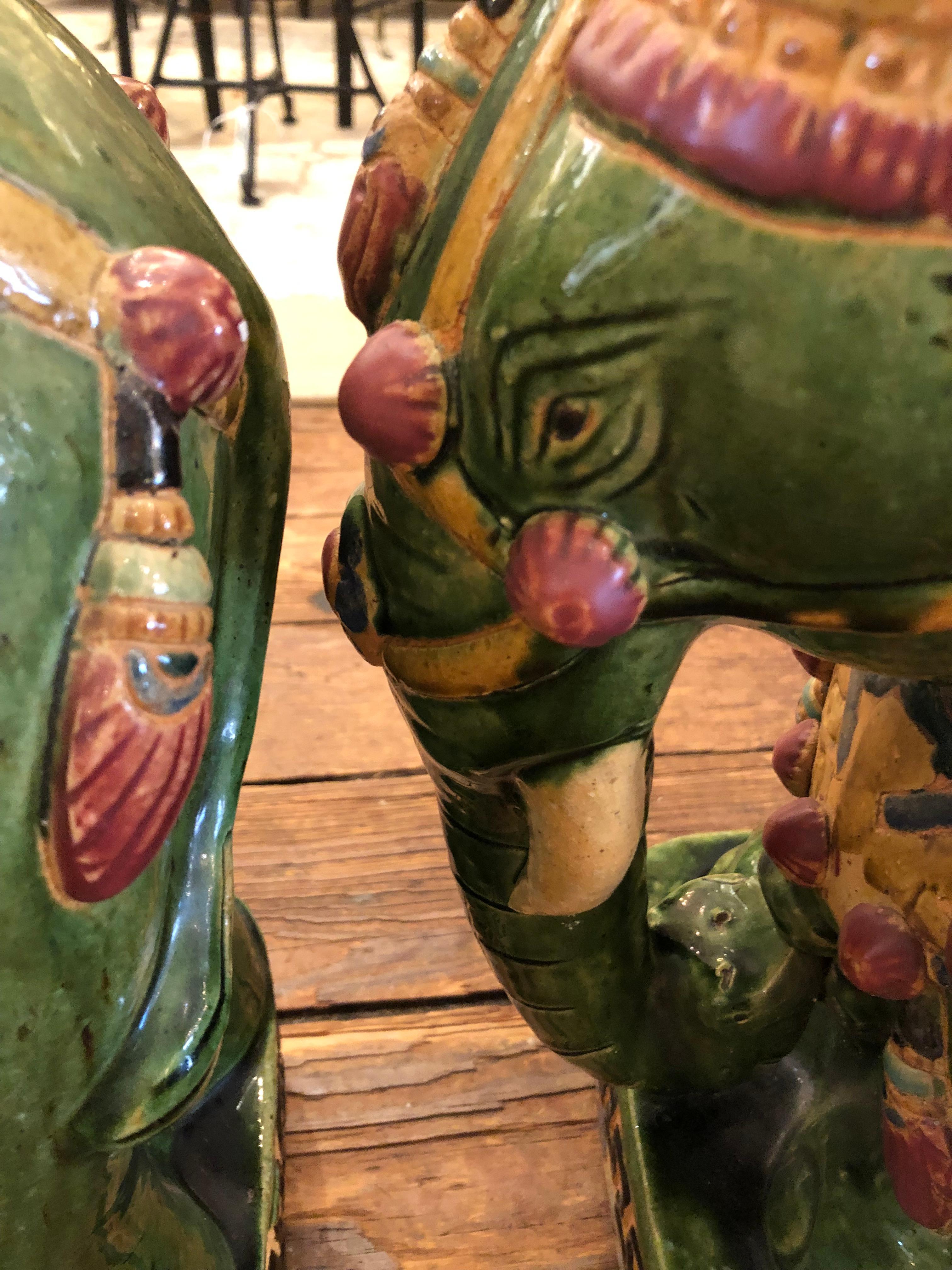 Pair of Chinese Ceramic Elephant Form Garden Seat End Tables In Good Condition For Sale In Hopewell, NJ