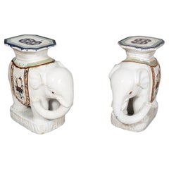 Pair Of Chinese Ceramic Elephant Form Tables