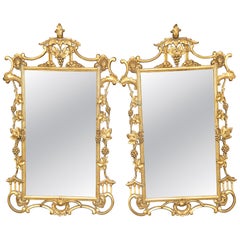 Pair of Chinese Chinese gilded Style Carved Gilt Mirrors