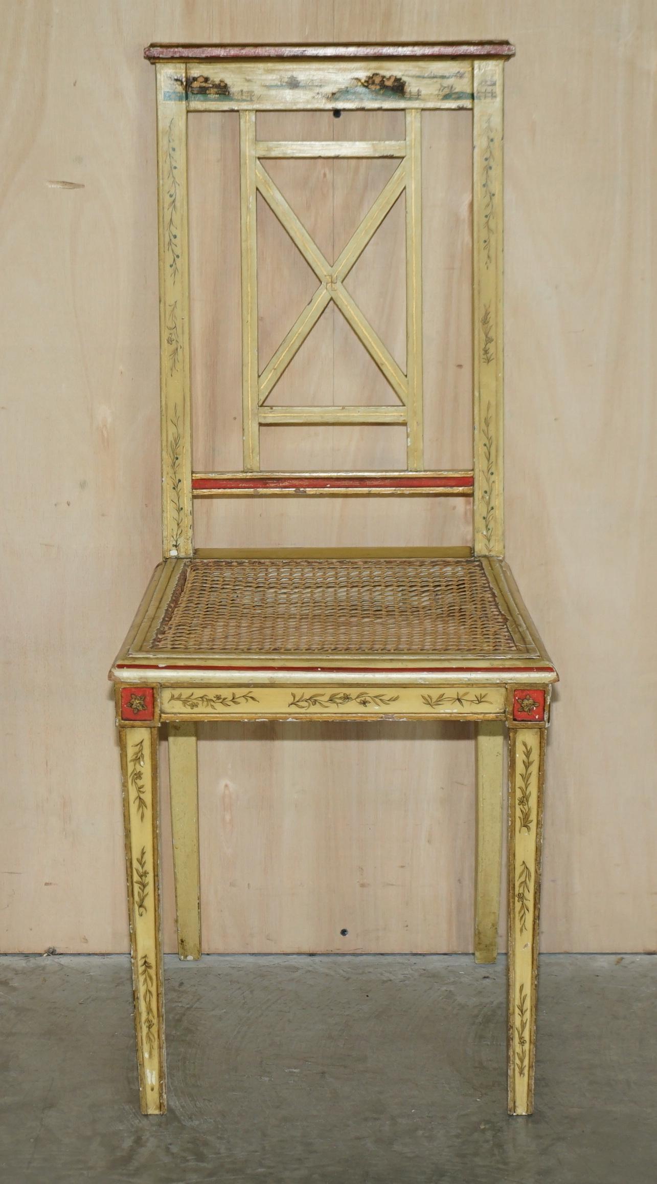 Chinese Export Pair of Chinese Chinoiserie Bergere Side Chairs Hand Painted & Lacquered Finish For Sale