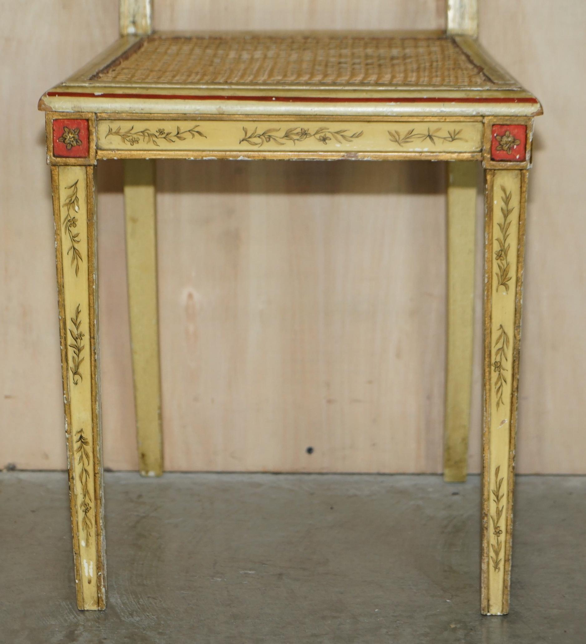 Pair of Chinese Chinoiserie Bergere Side Chairs Hand Painted & Lacquered Finish For Sale 2