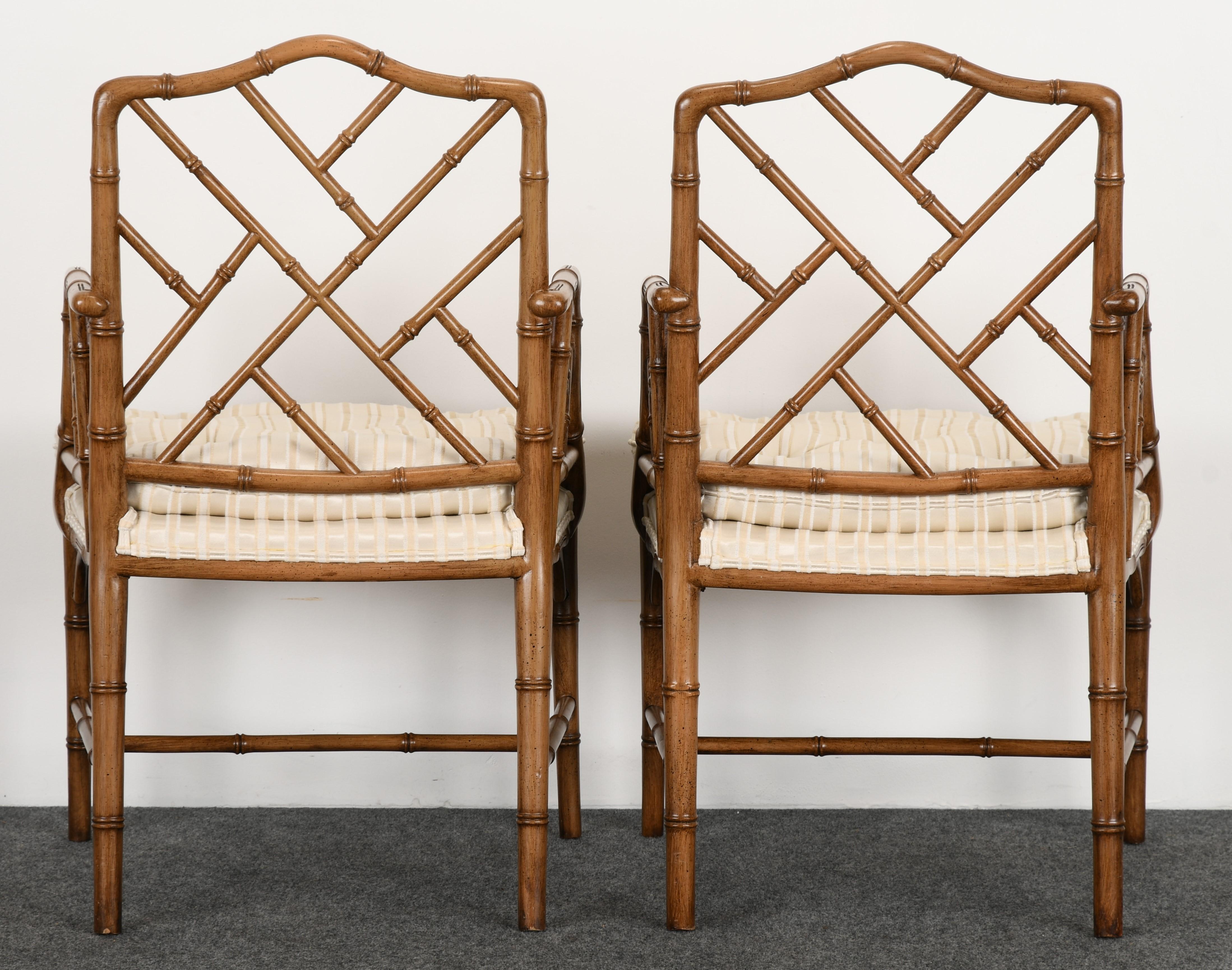 Pair of Chinese Chippendale Faux Bamboo Chairs, 1960s 1