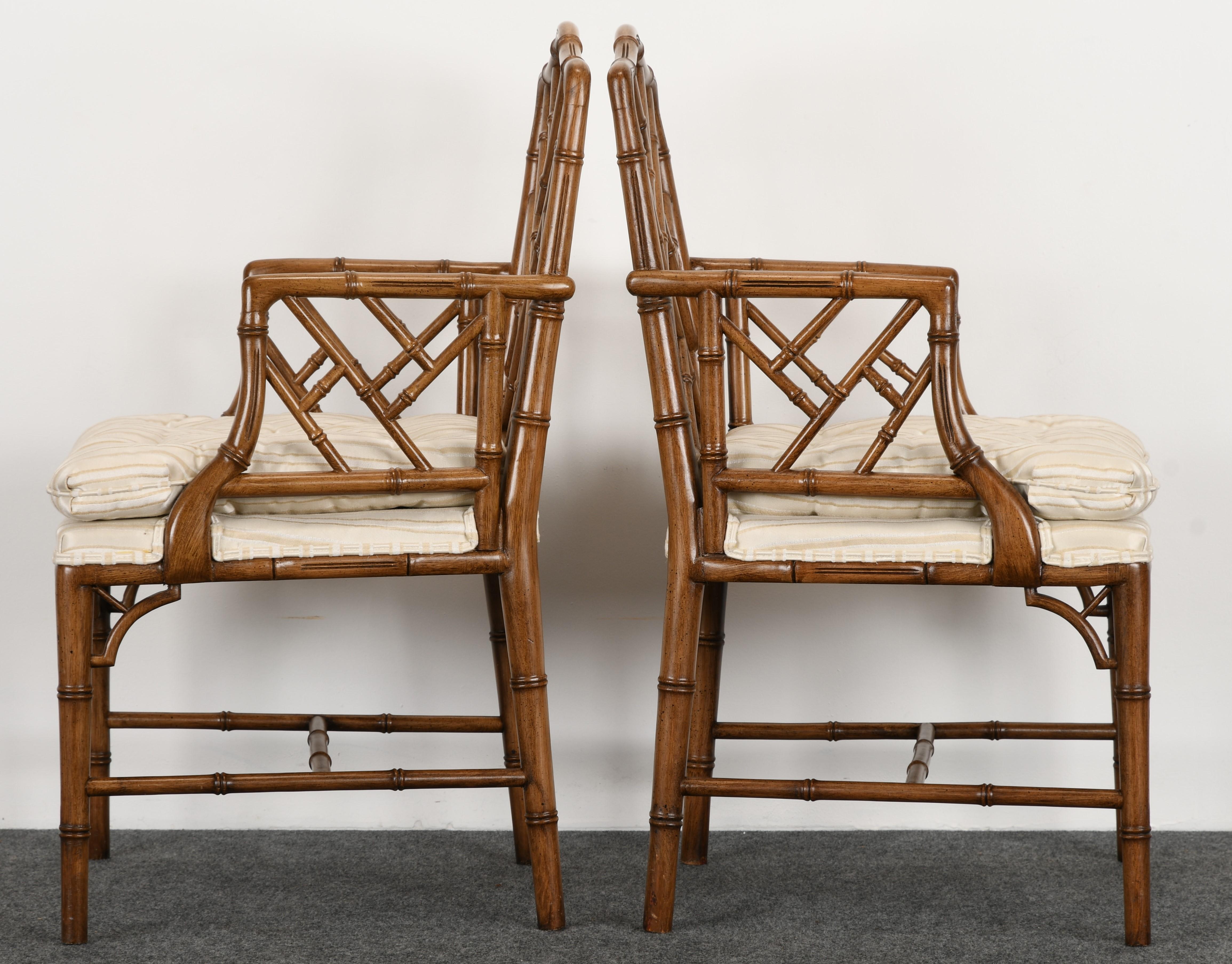 Pair of Chinese Chippendale Faux Bamboo Chairs, 1960s 2