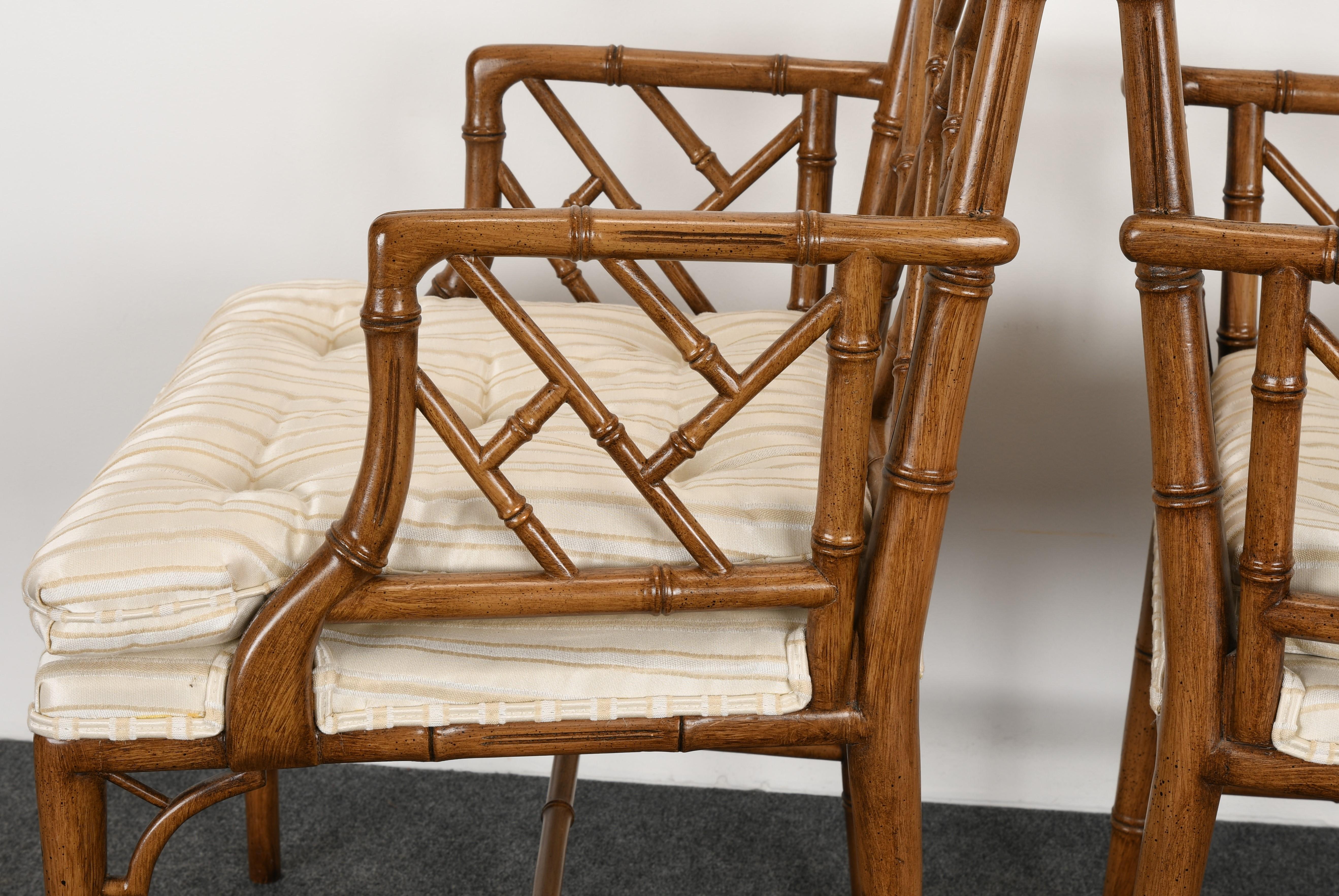 Pair of Chinese Chippendale Faux Bamboo Chairs, 1960s 3