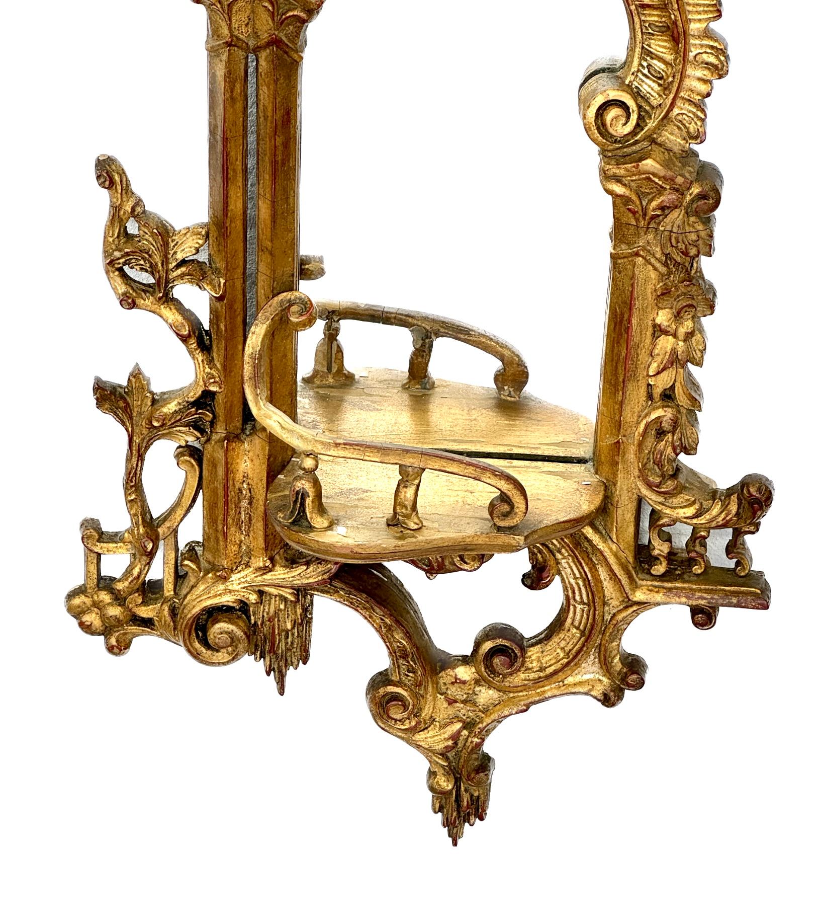 Pair Of Chinese Chippendale Gilt Mirrored Wall Brackets For Sale 5