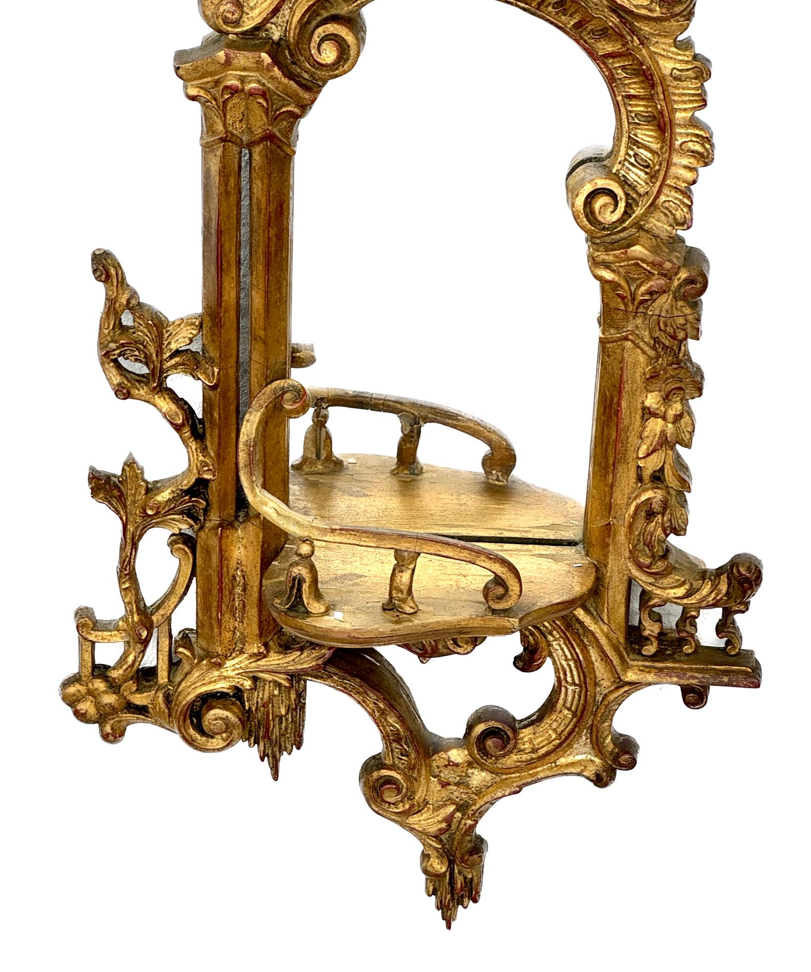 Pair Of Chinese Chippendale Gilt Mirrored Wall Brackets 6