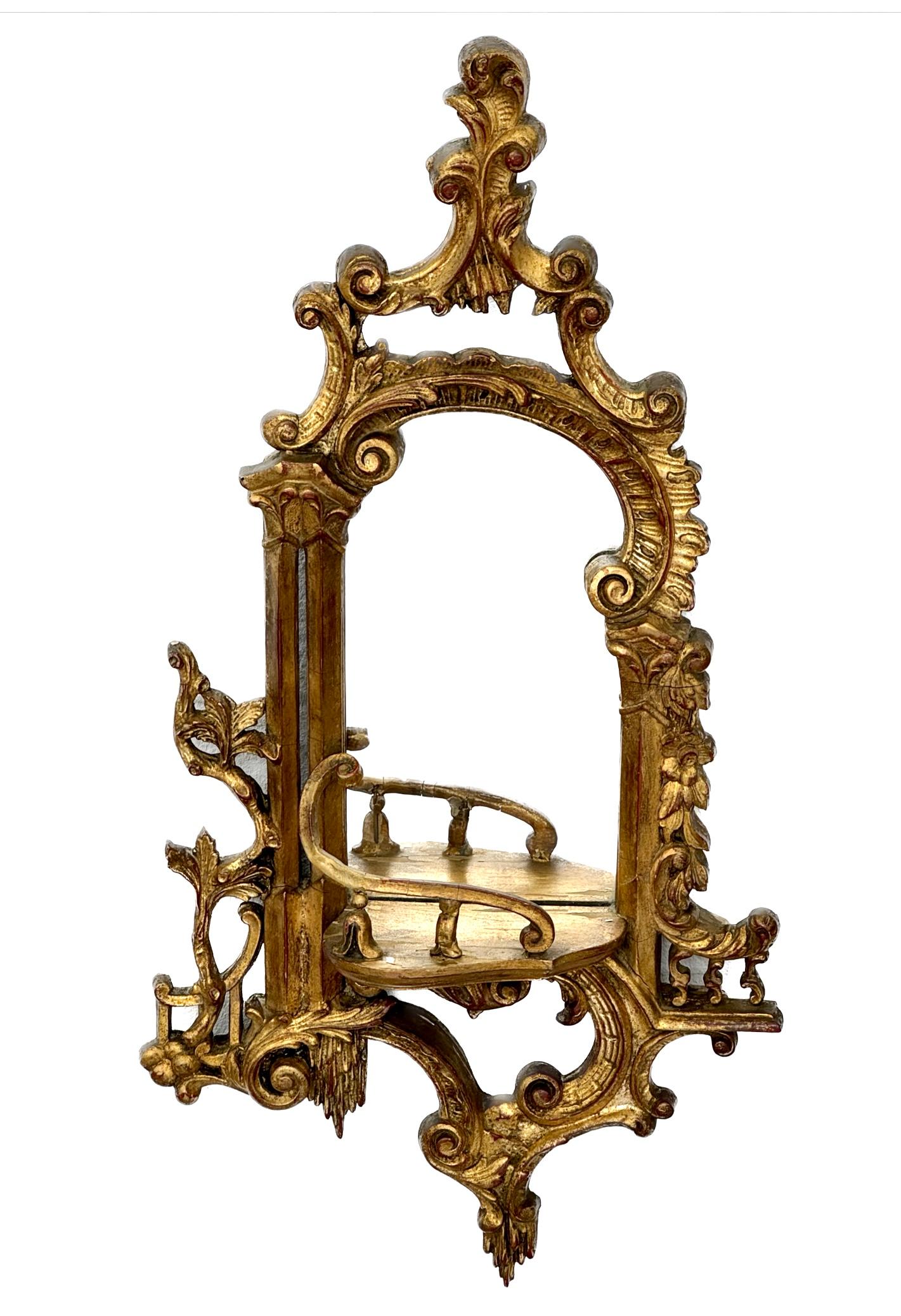 Pair Of Chinese Chippendale Gilt Mirrored Wall Brackets For Sale 2