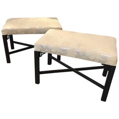 Pair of Chinese Chippendale Mahogany Benches
