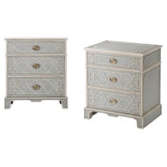 Pair of Chinese Chippendale Painted Nightstands