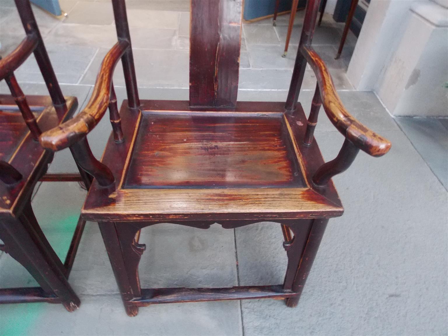 Paar chinesische Chippendale-Sessel aus rot lackiertem Königsholz aus der Qing-Dynastie 1840 im Angebot 3