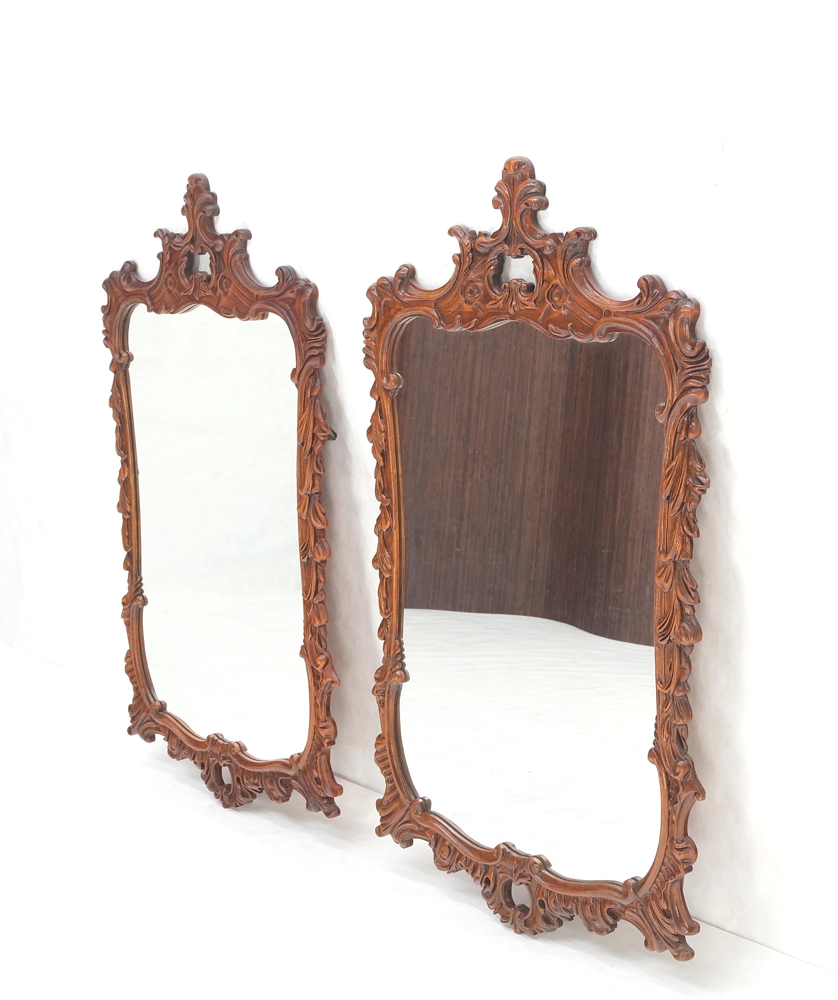 Pair of Chinese Chippendale Style Carved Mahogany Wall  Mirrors MINT! For Sale 6