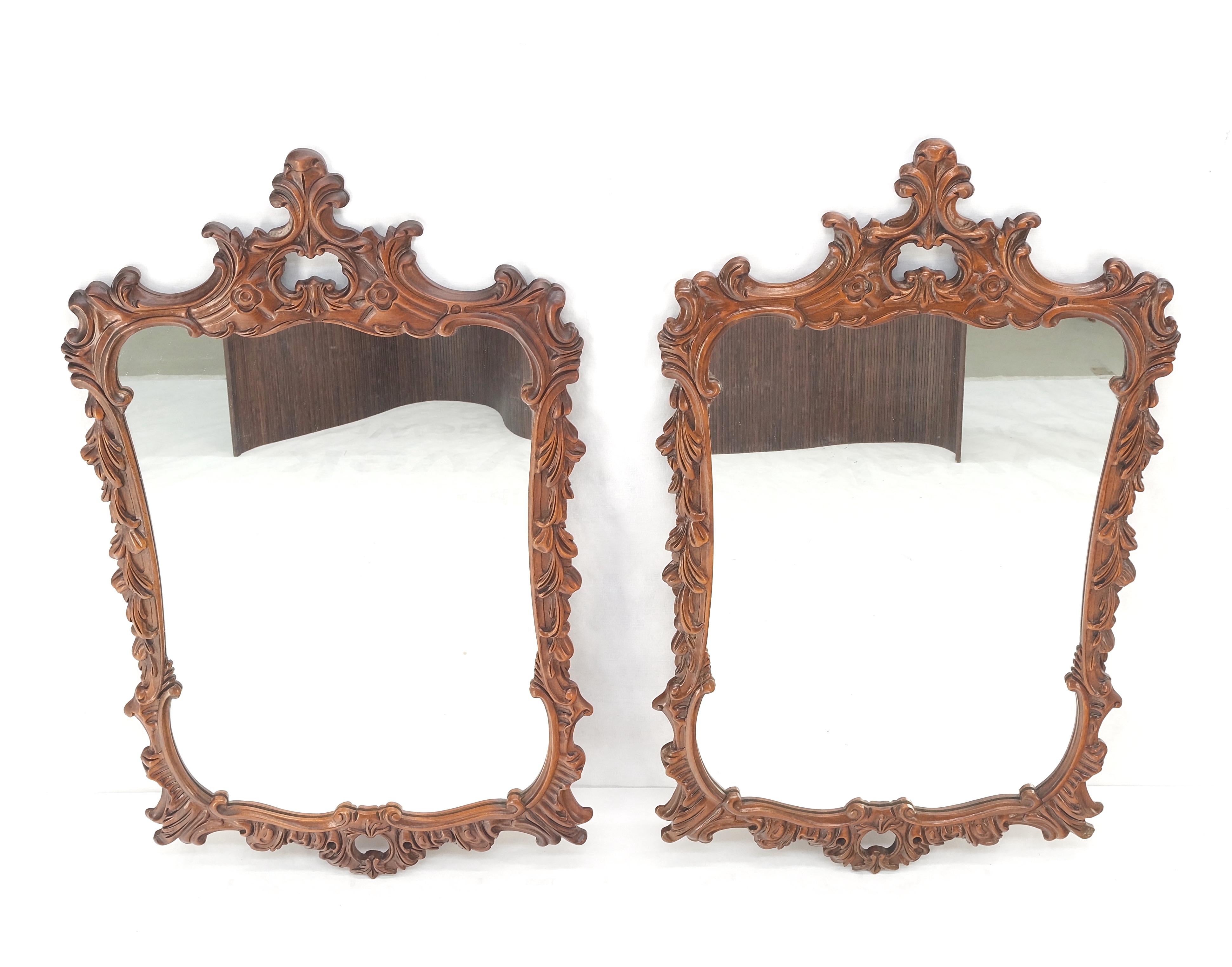 Pair of Chinese Chippendale Style Carved Mahogany Wall  Mirrors MINT! For Sale 2