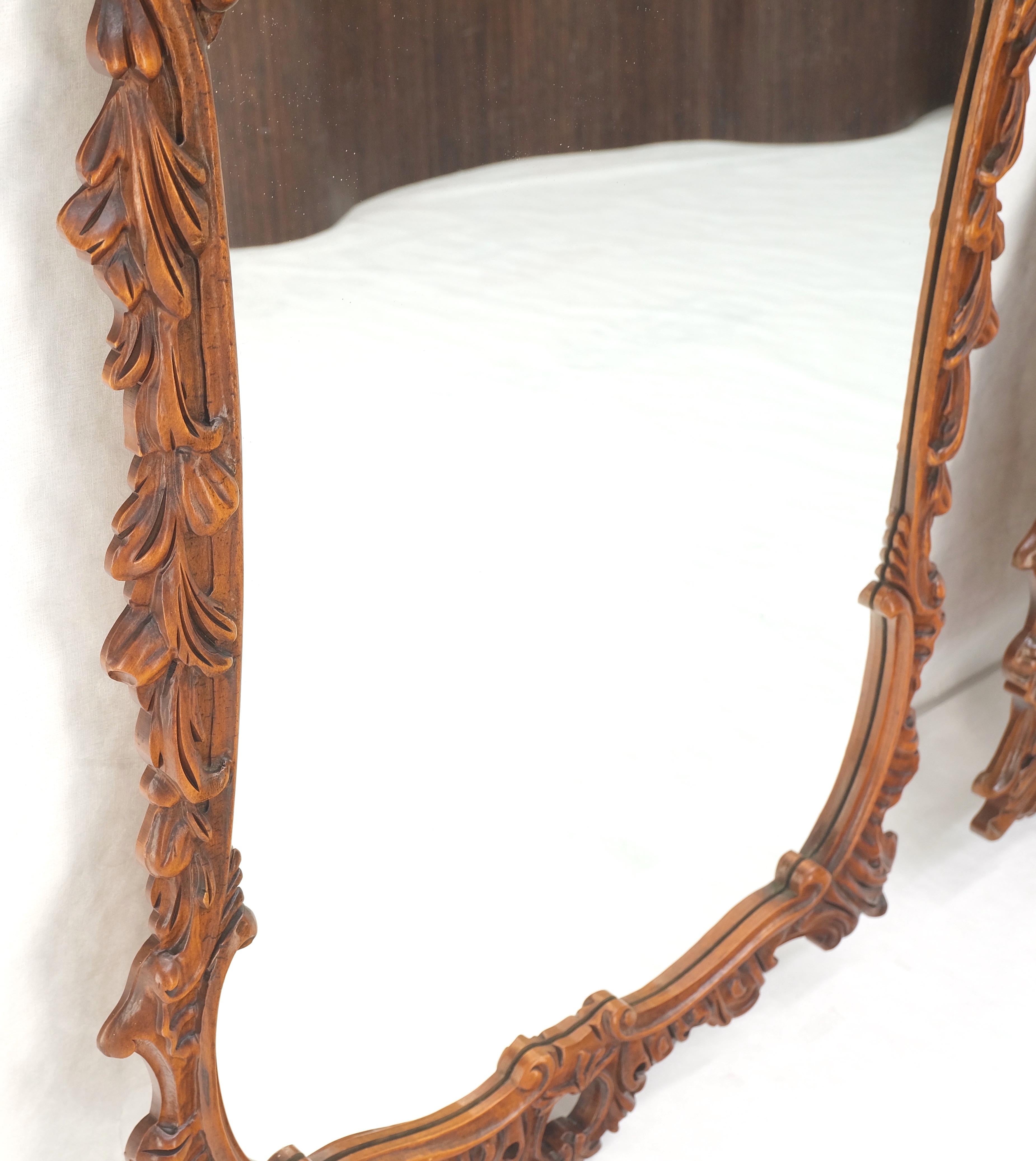 Pair of Chinese Chippendale Style Carved Mahogany Wall  Mirrors MINT! For Sale 3