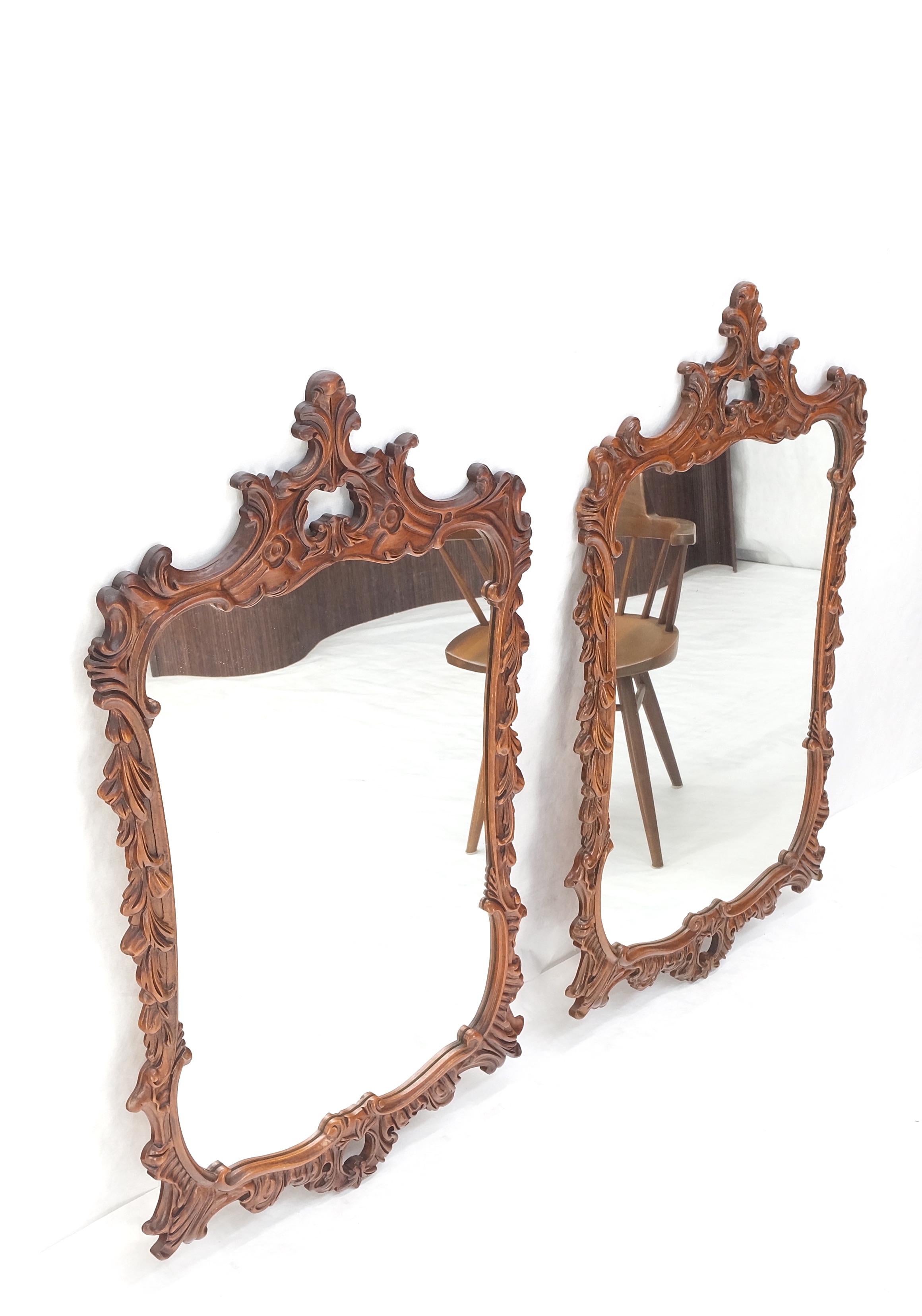 Pair of Chinese Chippendale Style Carved Mahogany Wall  Mirrors MINT! For Sale 4