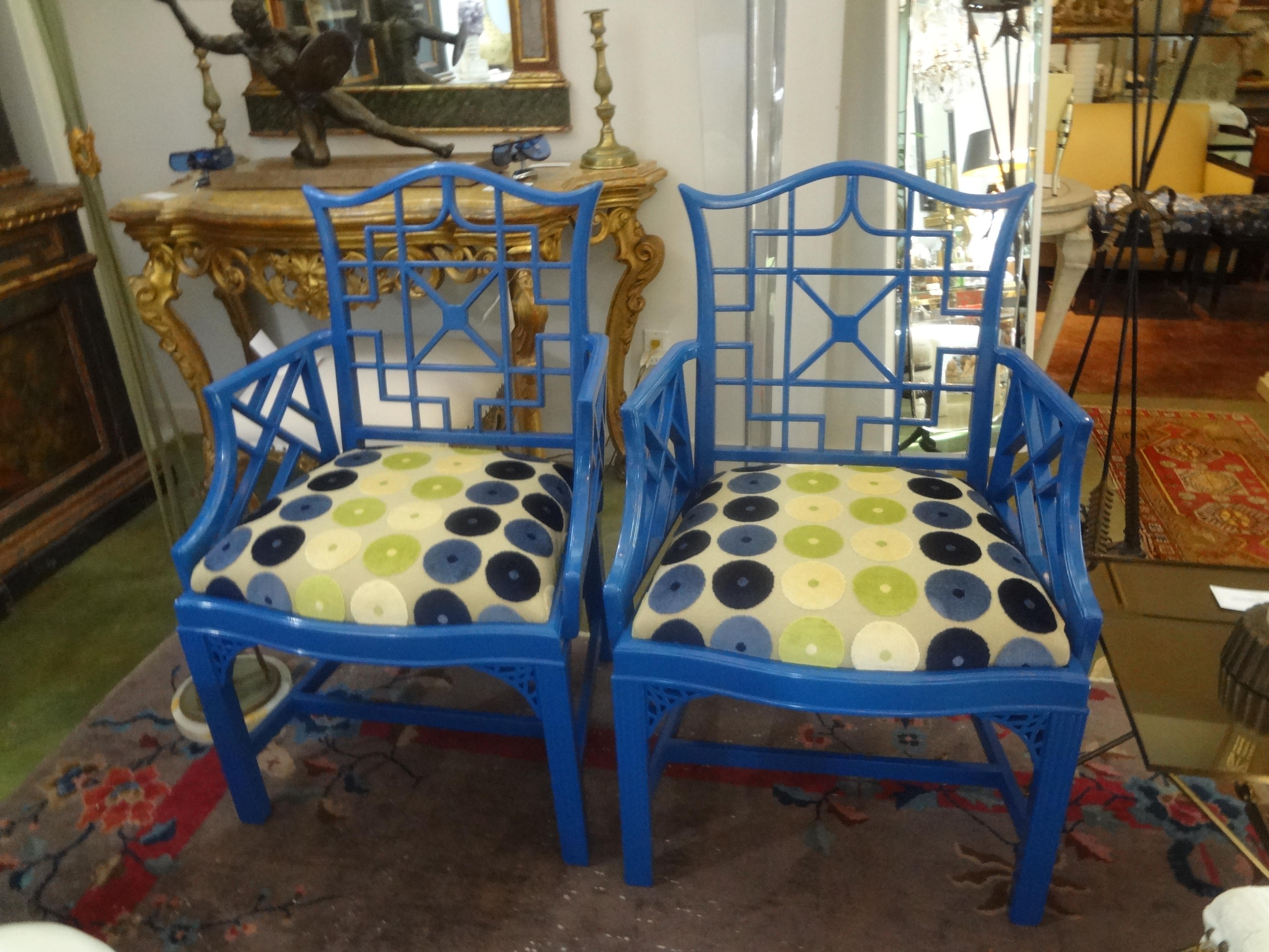 Pair of Chinese Chippendale Style Chairs For Sale 4