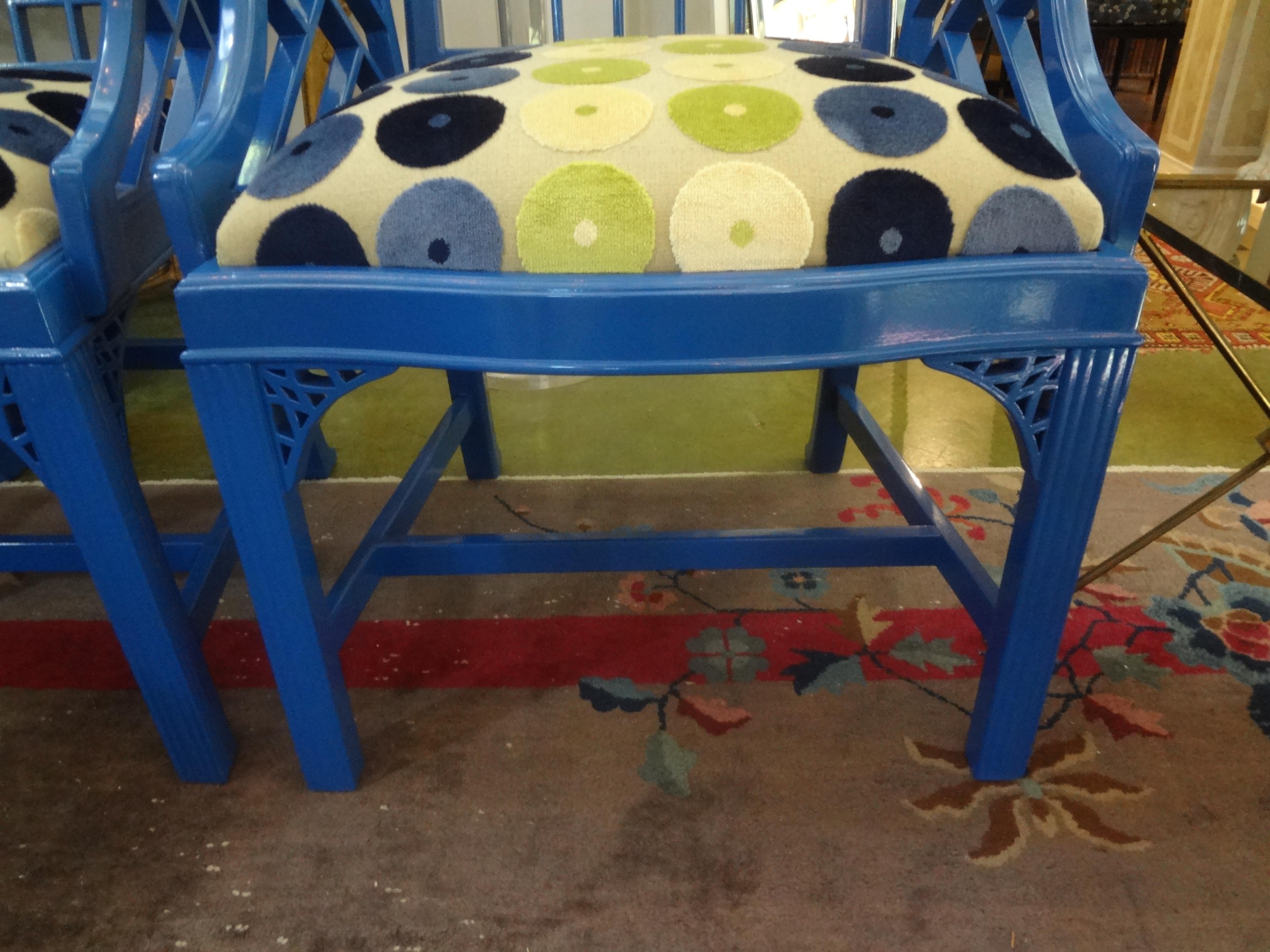 Lacquered Pair of Chinese Chippendale Style Chairs For Sale