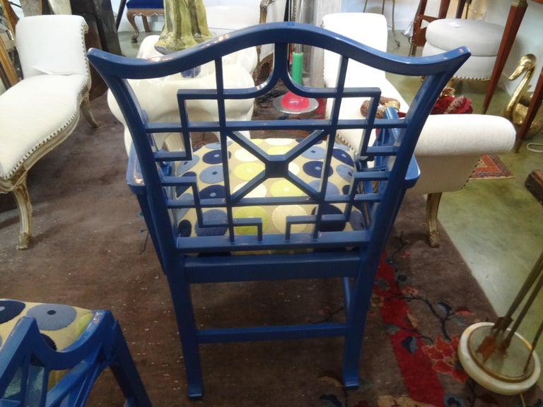 Pair of Chinese Chippendale Style Chairs For Sale at 1stDibs