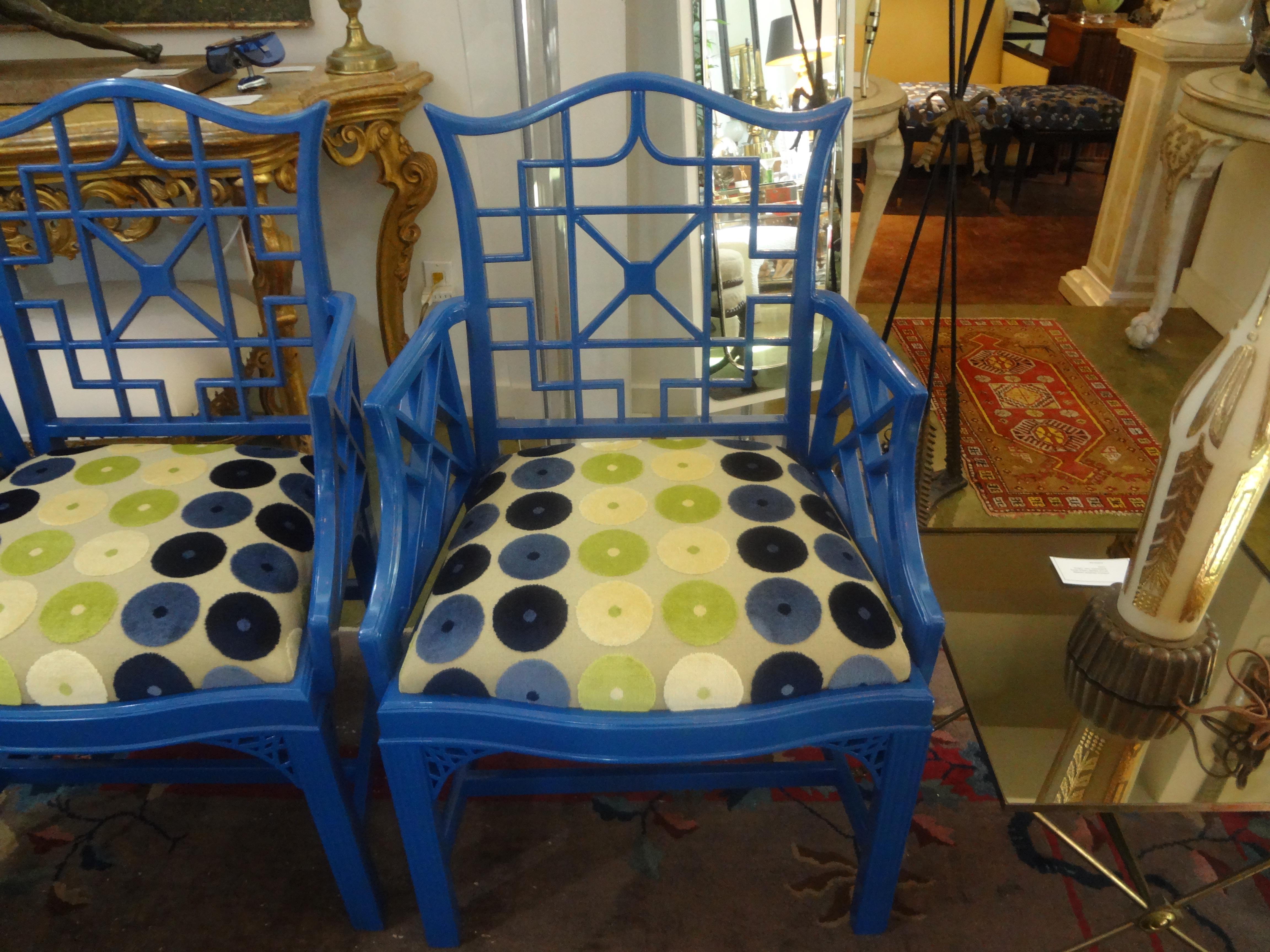 Pair of Chinese Chippendale Style Chairs For Sale 2