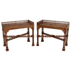 Vintage Pair of Chinese Chippendale Style End Tables