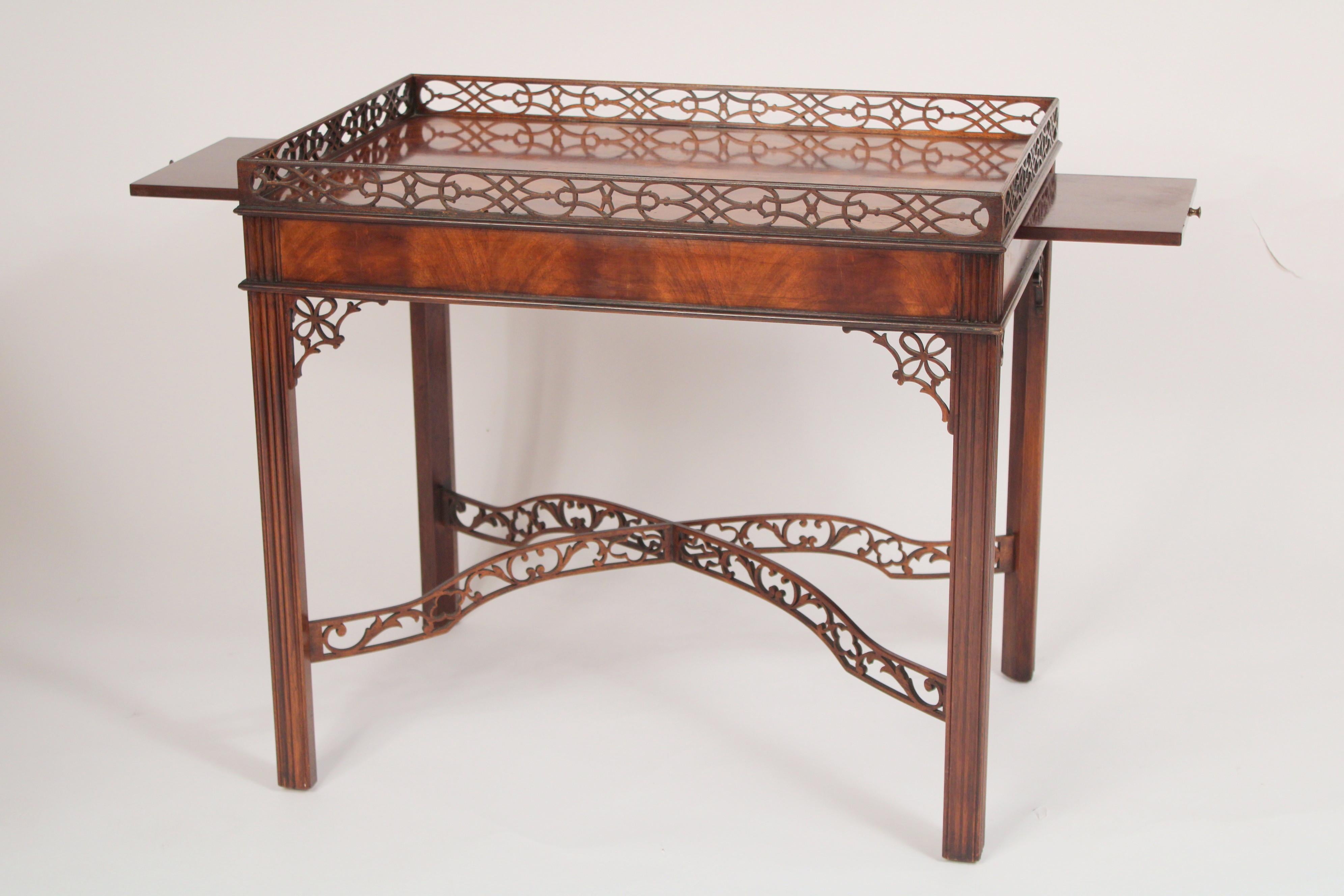 Pair of Chinese Chippendale Style End tables Made by Baker 1
