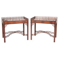 Pair of Chinese Chippendale Style End tables Made by Baker
