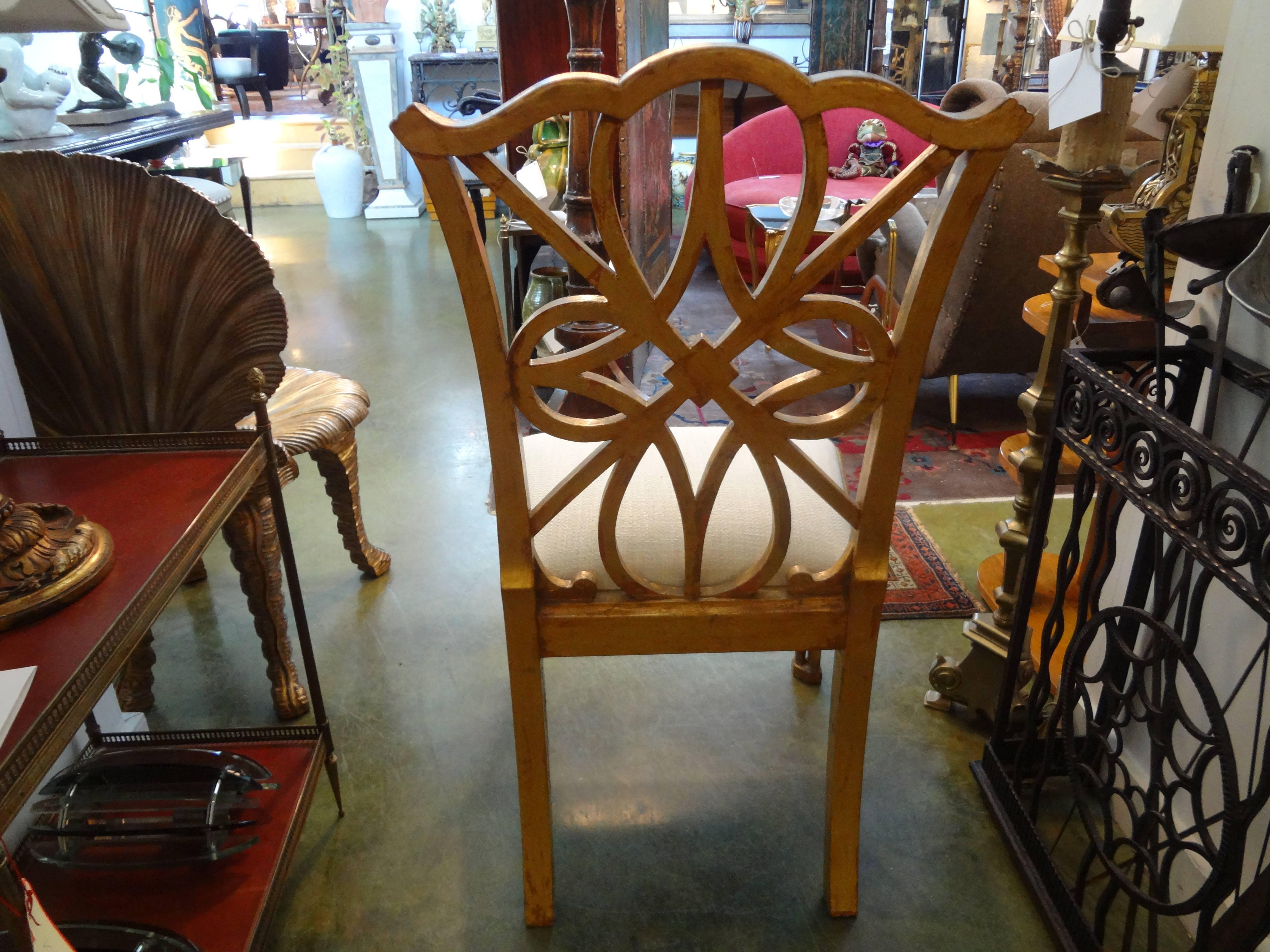 Mid-20th Century Pair of Chinese Chippendale or Chinoiserie Style Giltwood Chairs