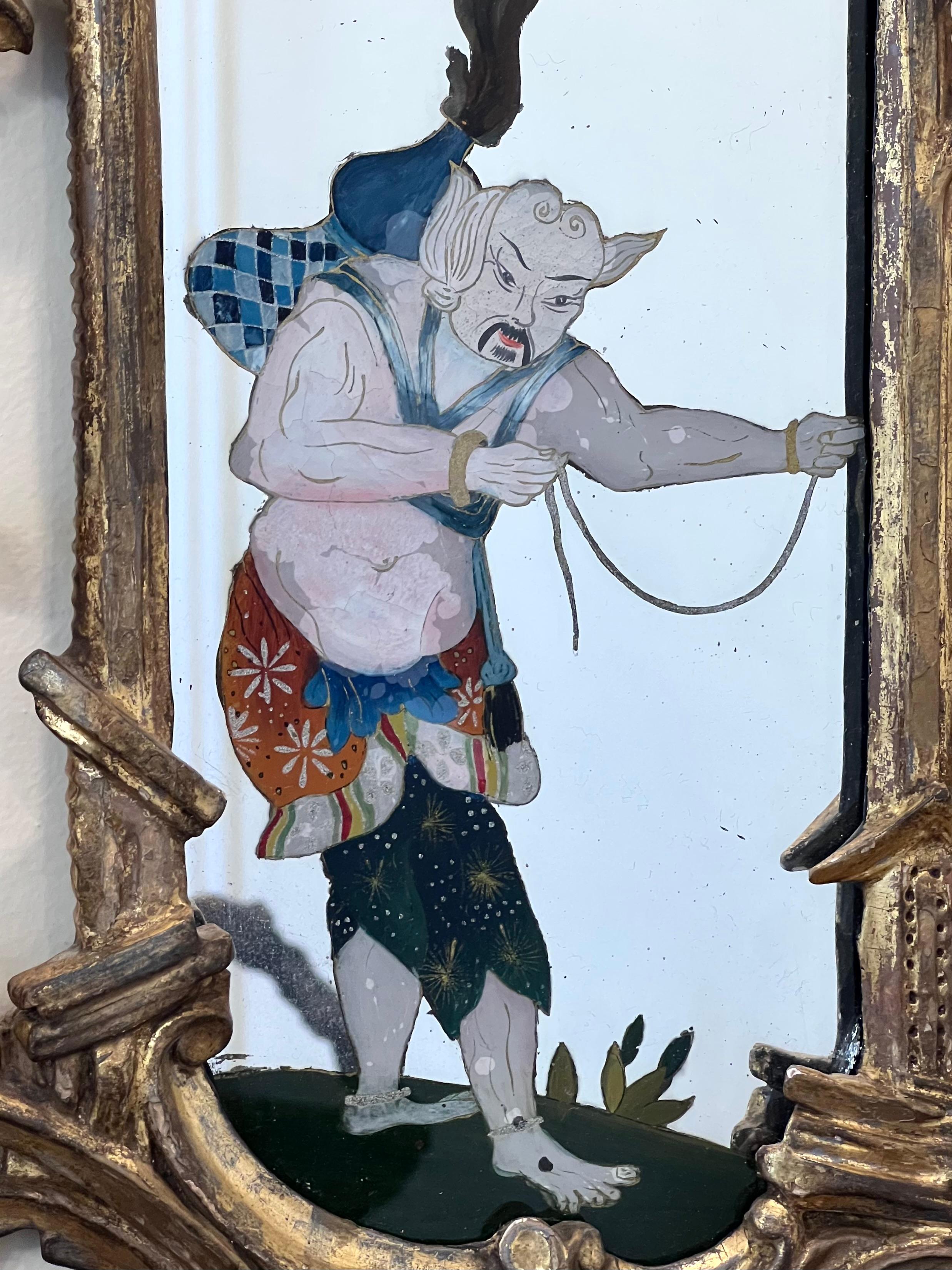 Pareja de Girándolas Chinas Estilo Chippendale con Decoración Pintada al Reverso en venta 11