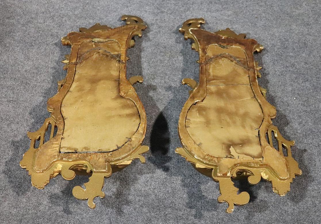 Pair of Chinese Chippendale Style Mirrors Shelves 1