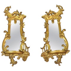 Pair of Chinese Chippendale Style Mirrors Shelves