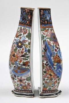 Pair of Chinese Clobbered Wall Pockets, circa 1780