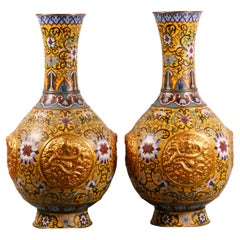 pair of Chinese cloisonné bottle vases