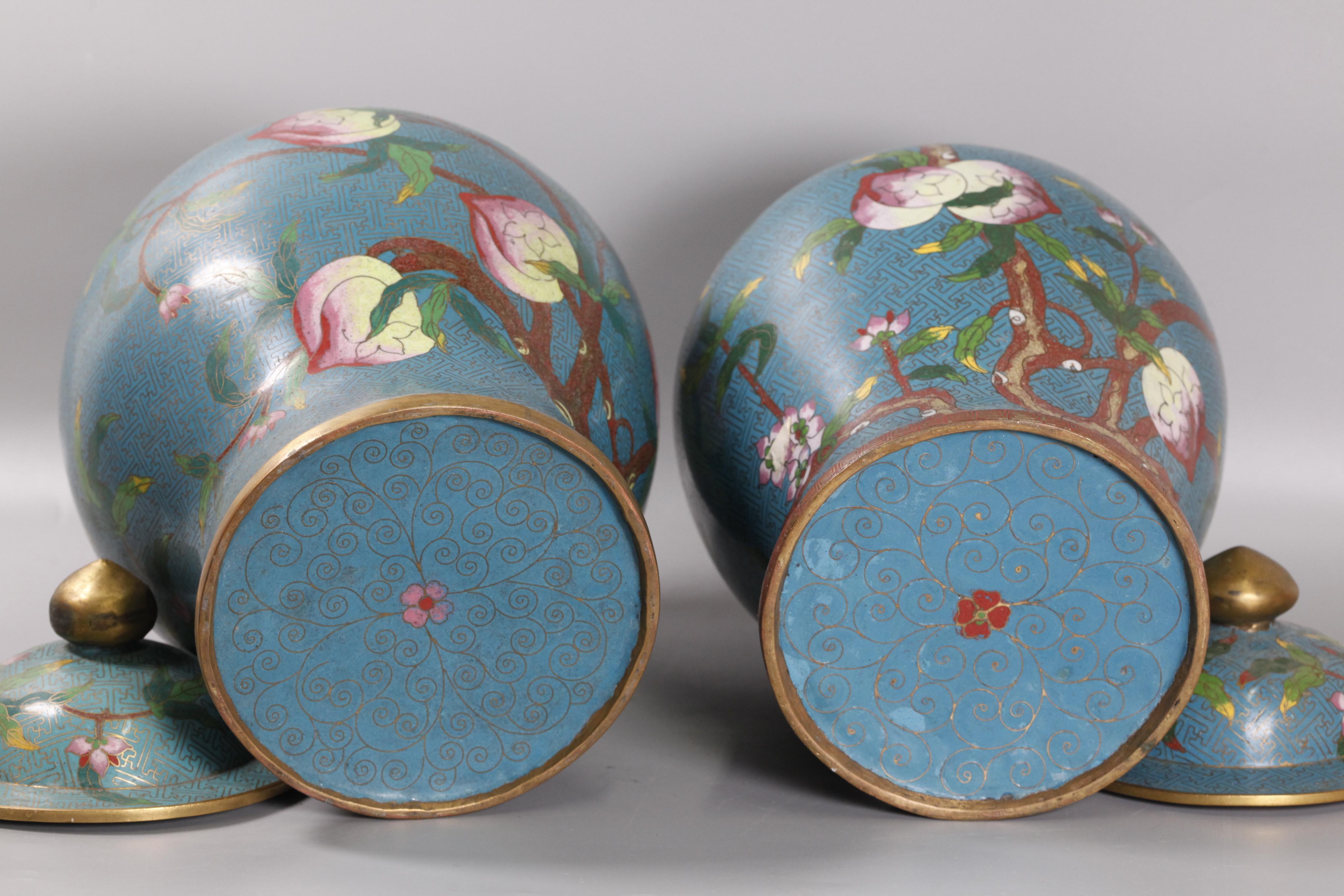 Cloissoné pair of Chinese cloisonné cover jars For Sale
