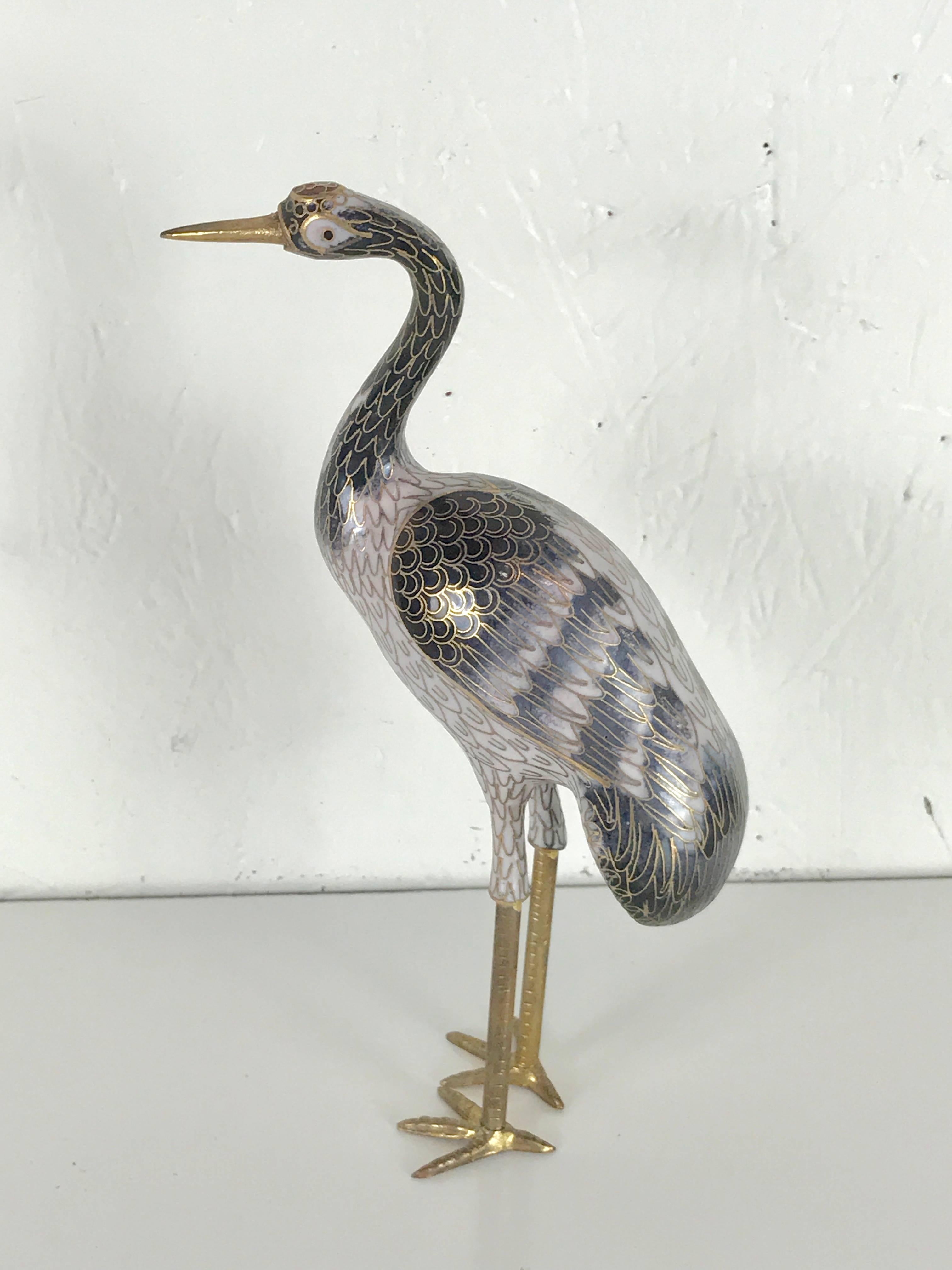 Pair of Chinese Cloisonné Cranes For Sale 1